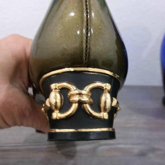 Vintage Piero Amore Patent Leather Horsebit Low Heel Shoes Bronze Shimmer 8.5 - Picture 7 of 16